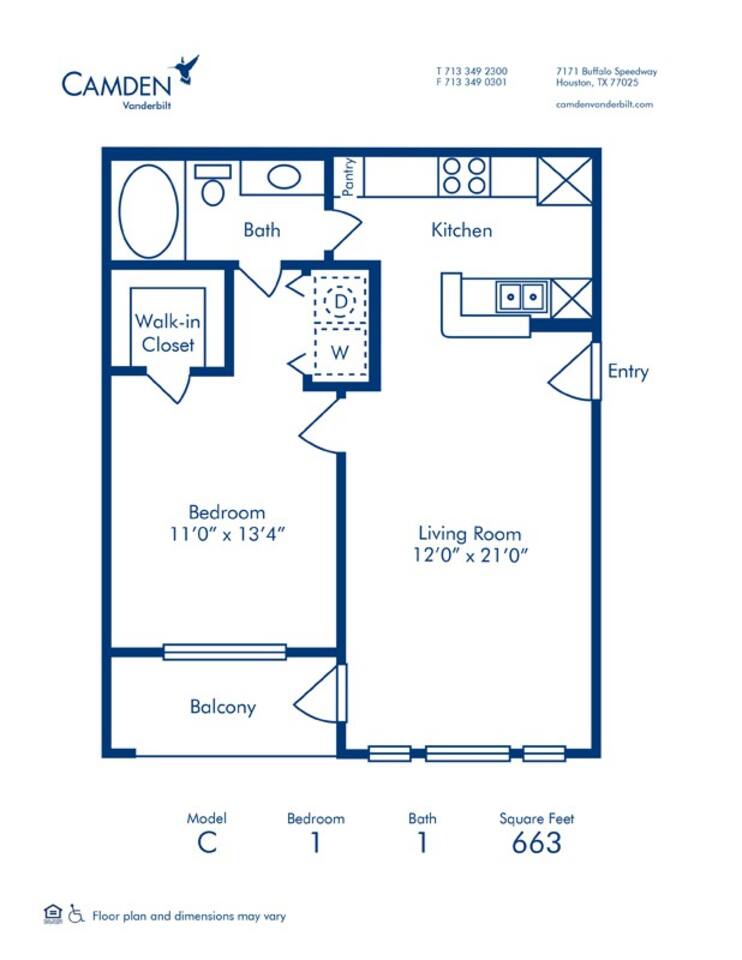 Floorplan diagram for C, showing 1 bedroom