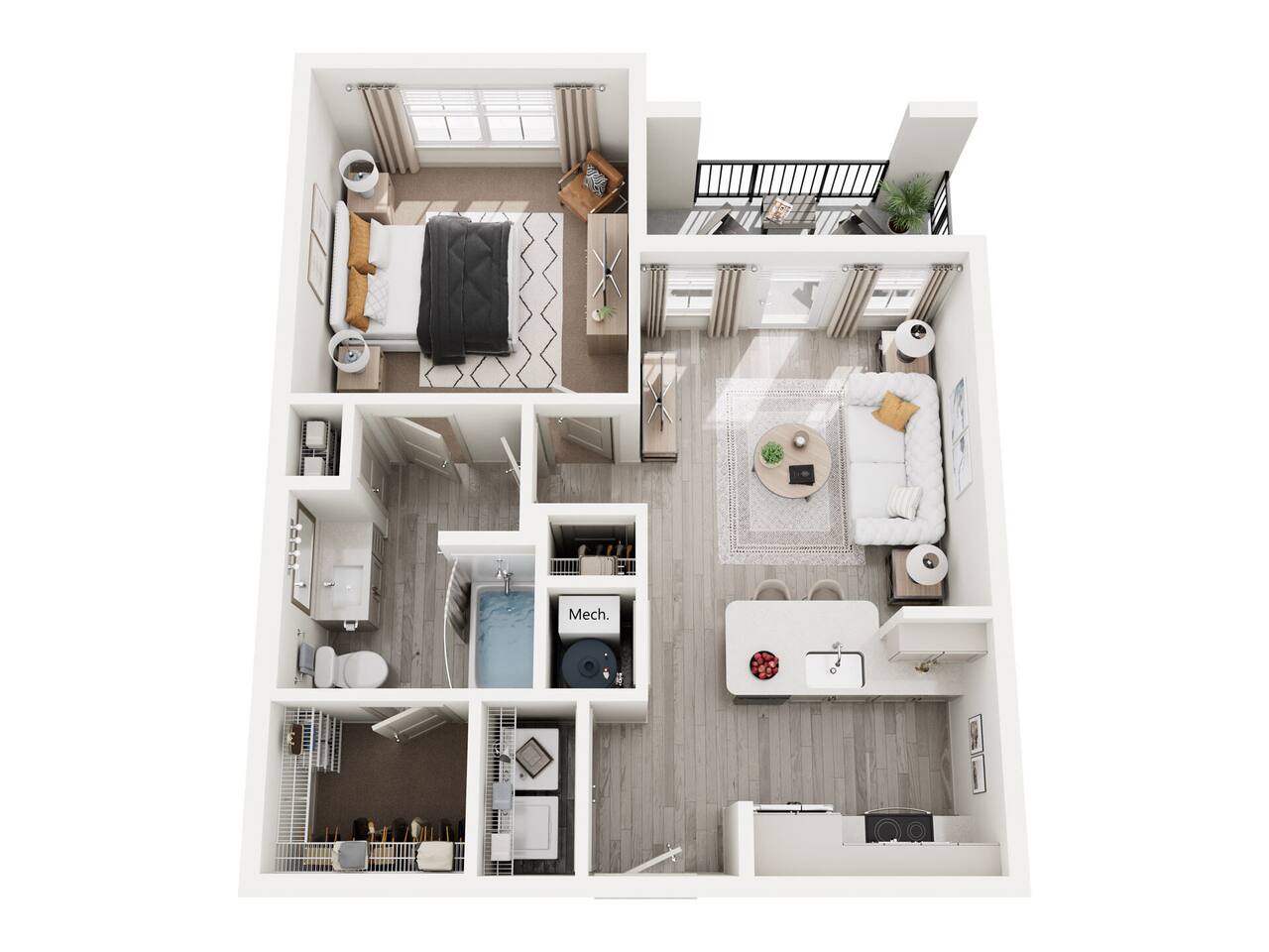 Floorplan diagram for A1 - 1x1, showing 1 bedroom