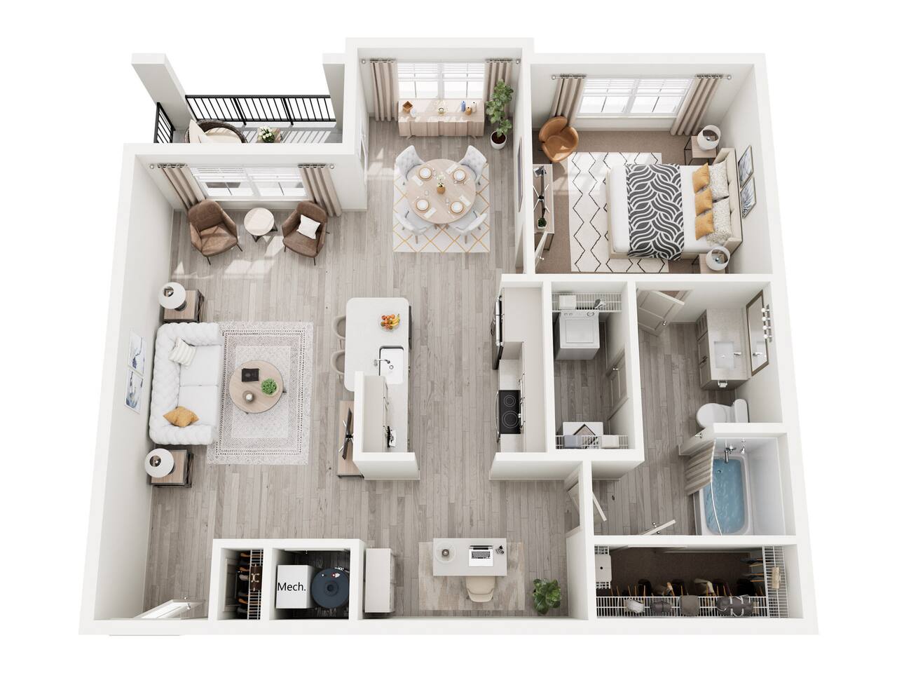 Floorplan diagram for A2 - 1x1, showing 1 bedroom