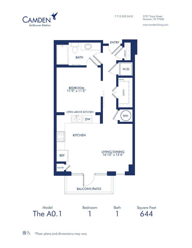 Floorplan diagram for A0.1, showing Studio