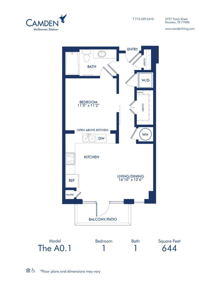 Floorplan diagram for A0.1, showing Studio