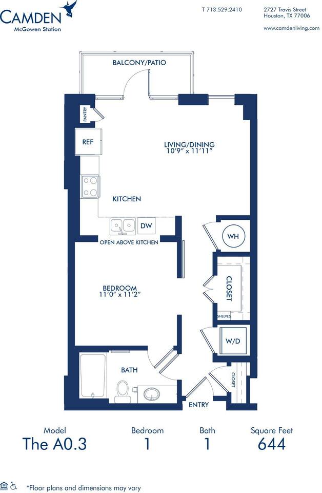 Floorplan diagram for A0.3, showing Studio