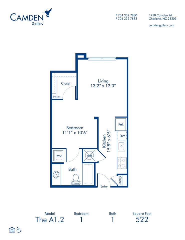 Floorplan diagram for A1.2, showing Studio