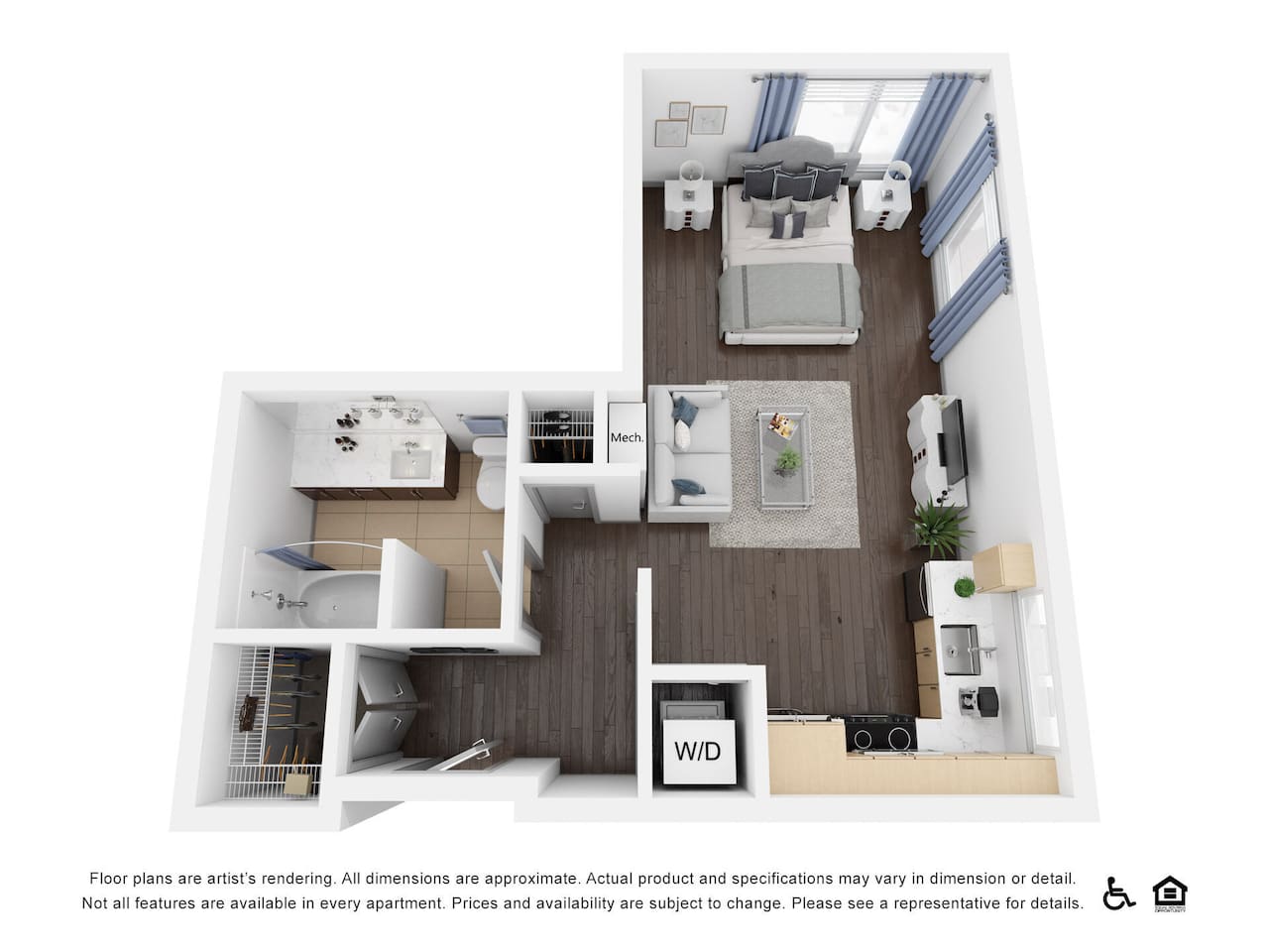Floorplan diagram for Charlotte, showing Studio