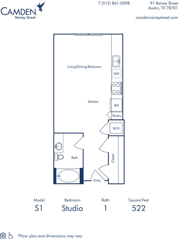 Floorplan diagram for S1, showing Studio