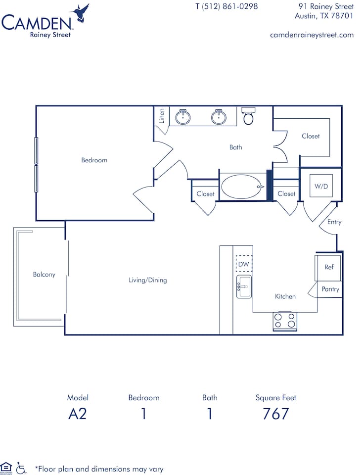 Floorplan diagram for A2, showing 1 bedroom