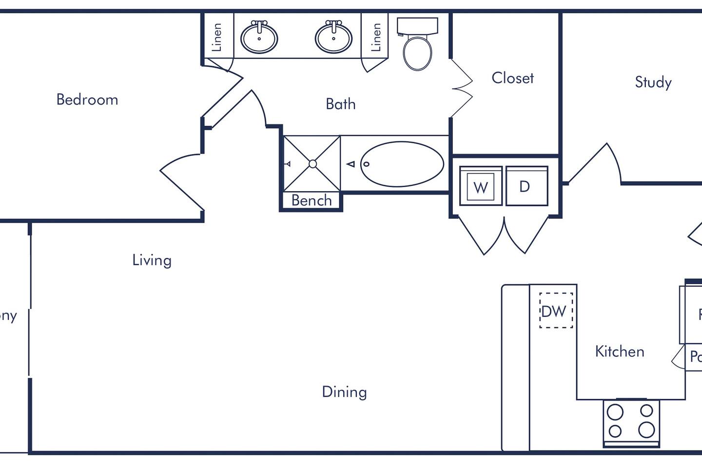 Floorplan diagram for A7 - Study, showing 1 bedroom