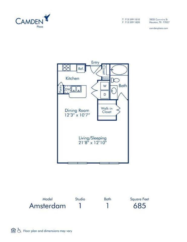 Floorplan diagram for Amsterdam, showing Studio
