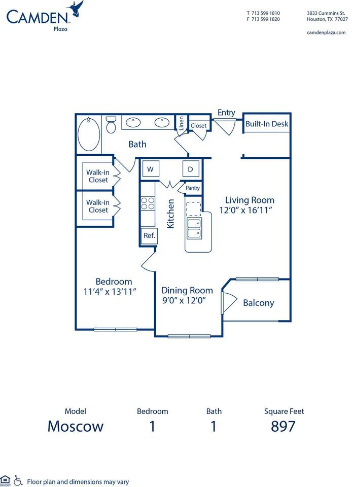 Floorplan diagram for Moscow, showing 1 bedroom