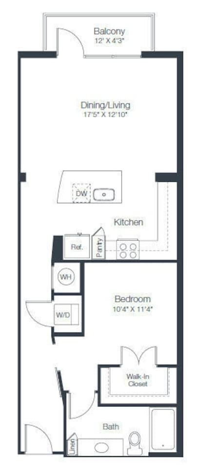 Floorplan diagram for A3a, showing 1 bedroom