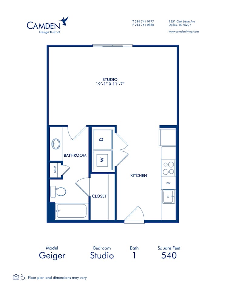 Floorplan diagram for E2, showing Studio