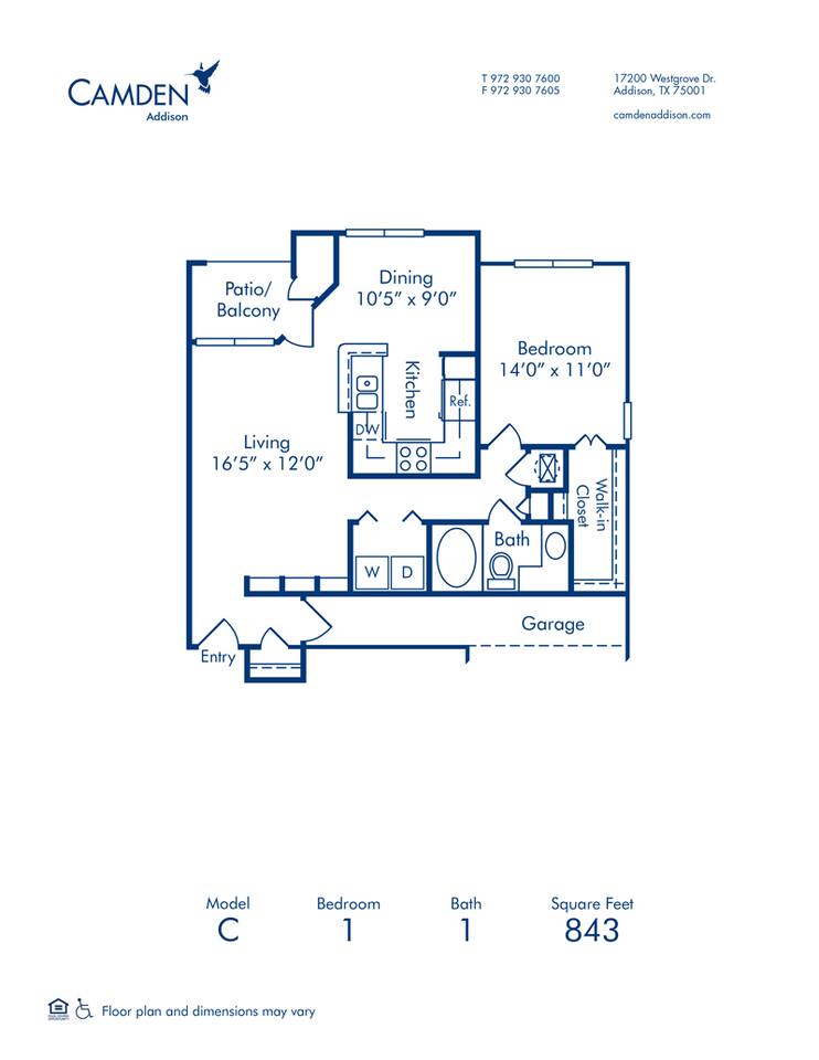Floorplan diagram for C, showing 1 bedroom