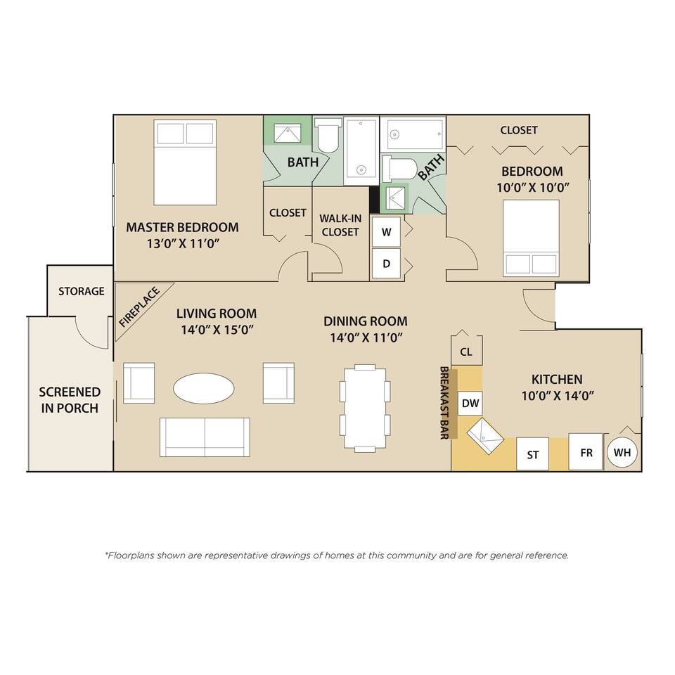 Floorplan diagram for Murfield, showing 2 bedroom
