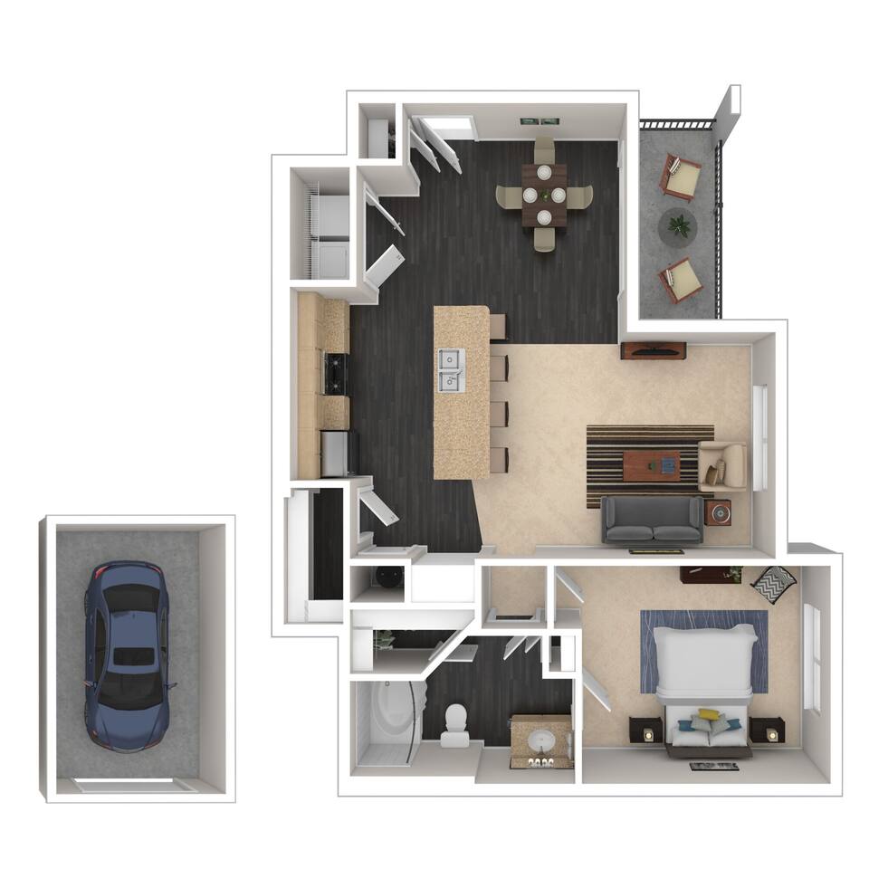 Floorplan diagram for The Douglas, showing 1 bedroom
