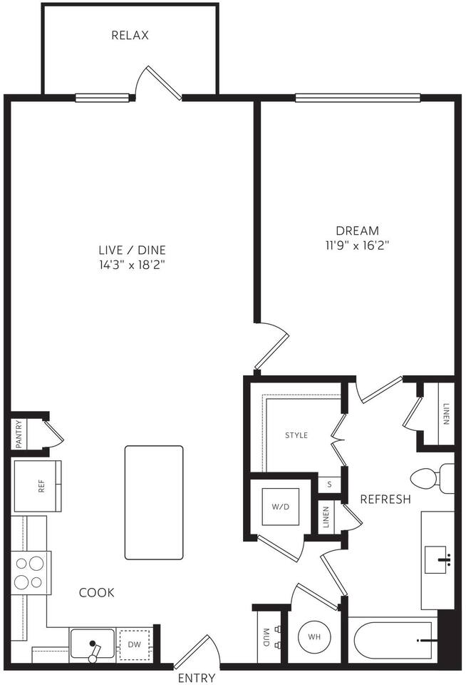 Floorplan diagram for A3, showing 1 bedroom