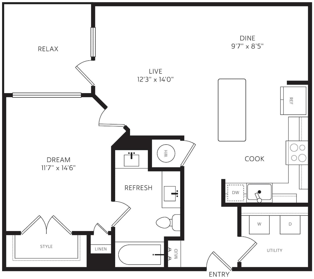 Floorplan diagram for A4, showing 1 bedroom