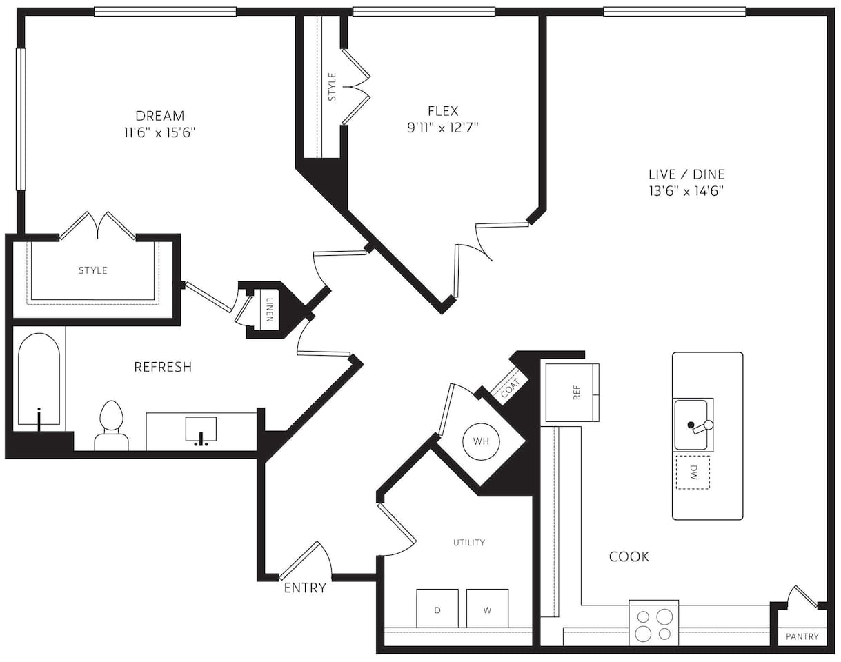 Floorplan diagram for A5, showing 1 bedroom