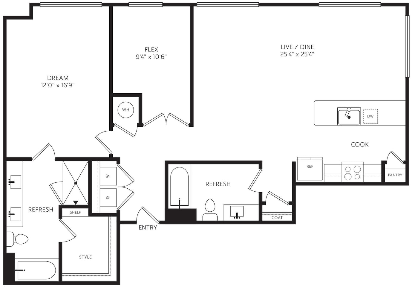Floorplan diagram for A6, showing 1 bedroom