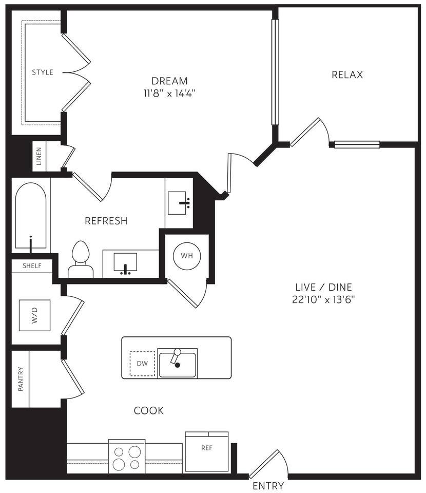 Floorplan diagram for A4 ALT A, showing 1 bedroom