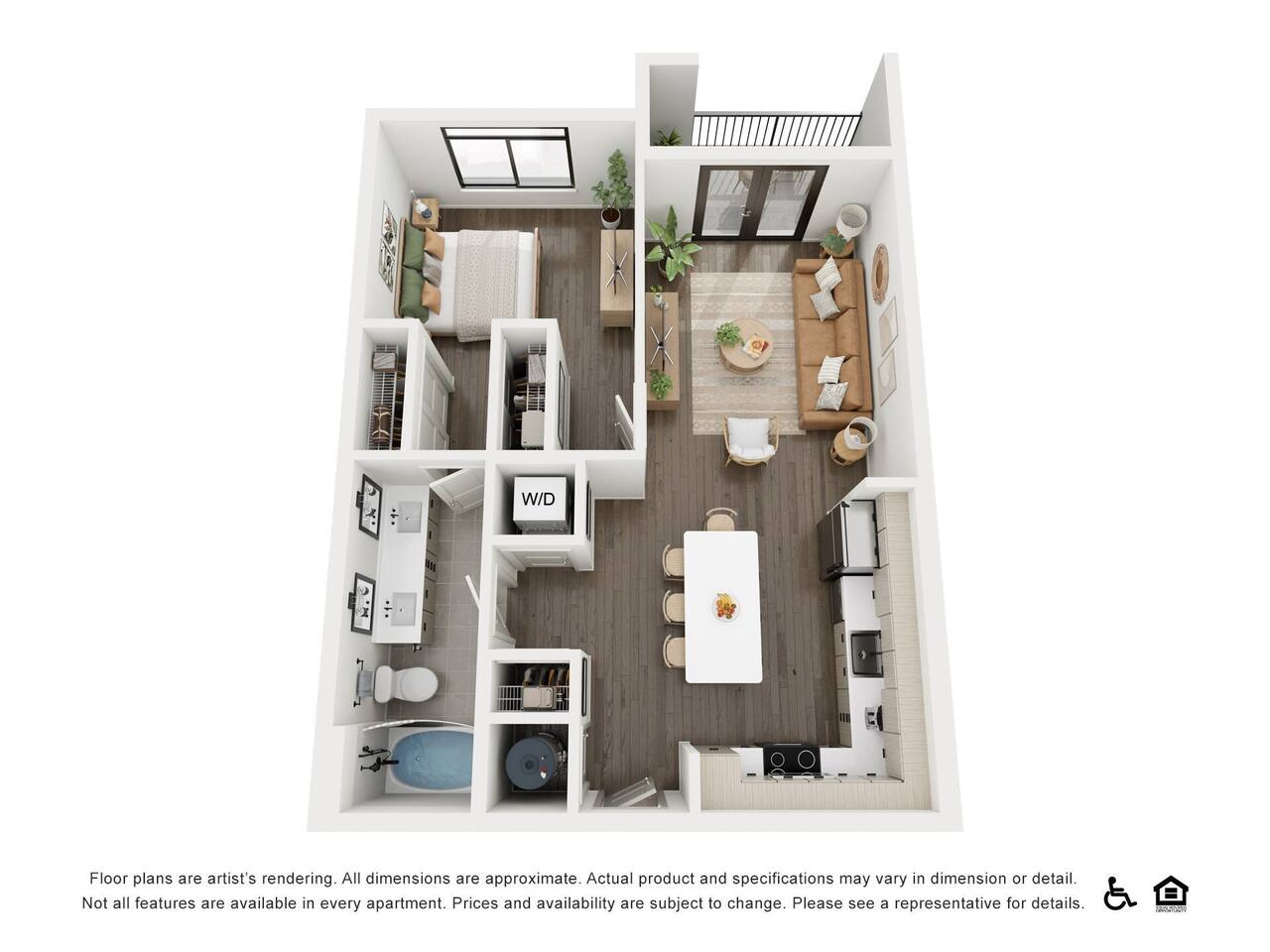 Floorplan diagram for 1C, showing 1 bedroom