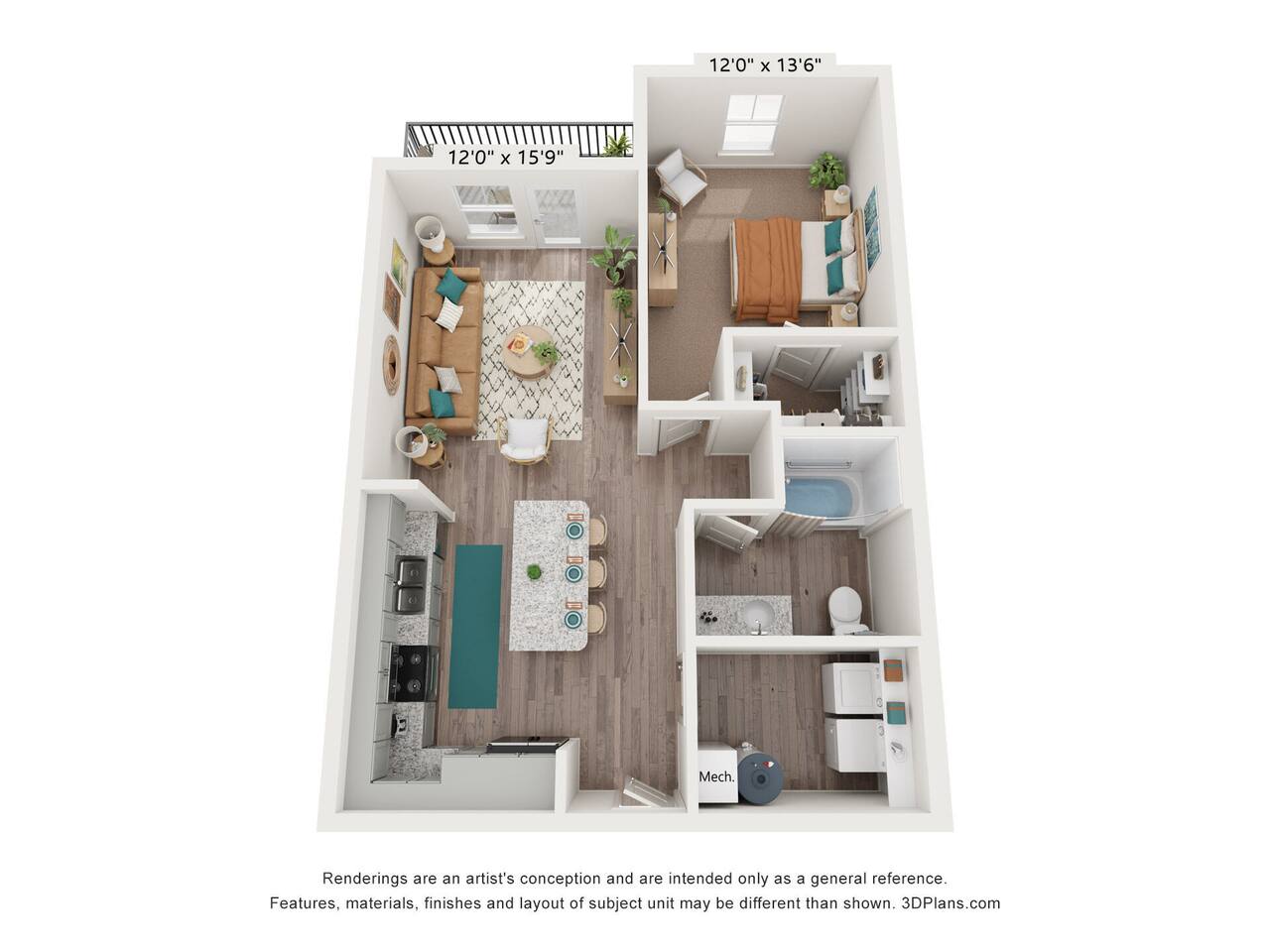 Floorplan diagram for A1LL, showing 1 bedroom
