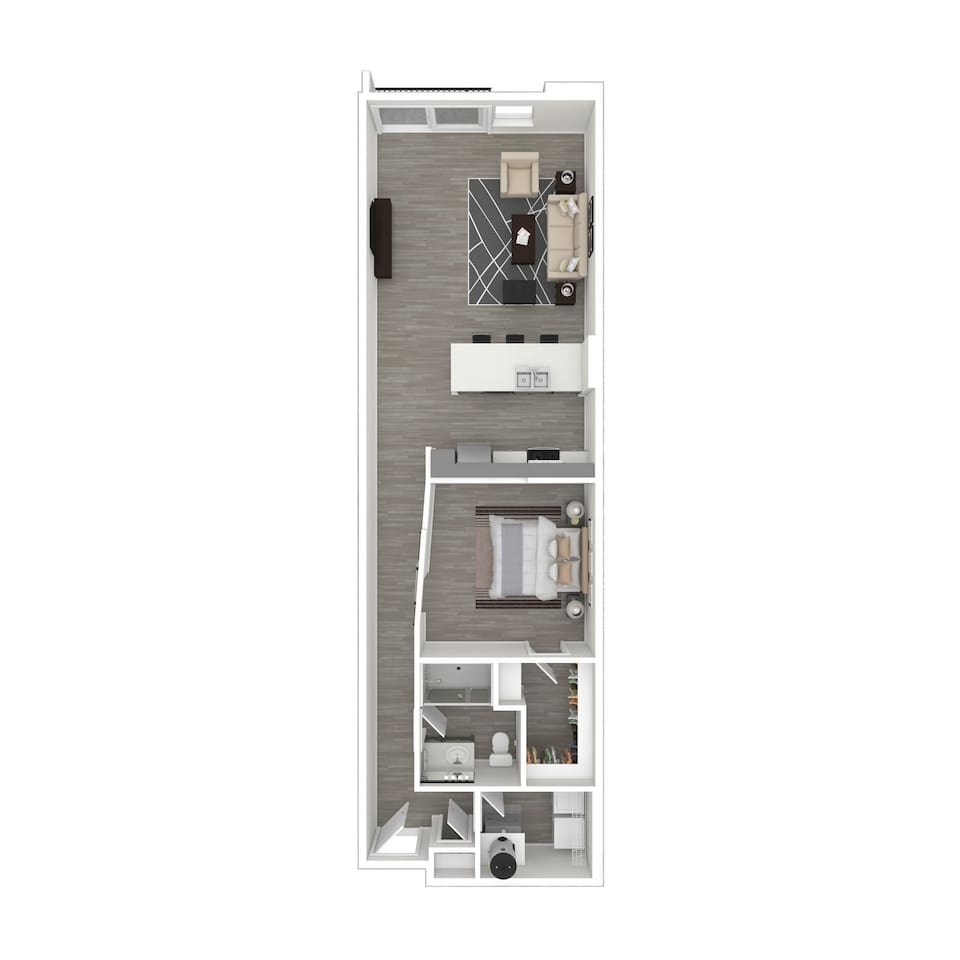Floorplan diagram for The Vonnegut II, showing 1 bedroom