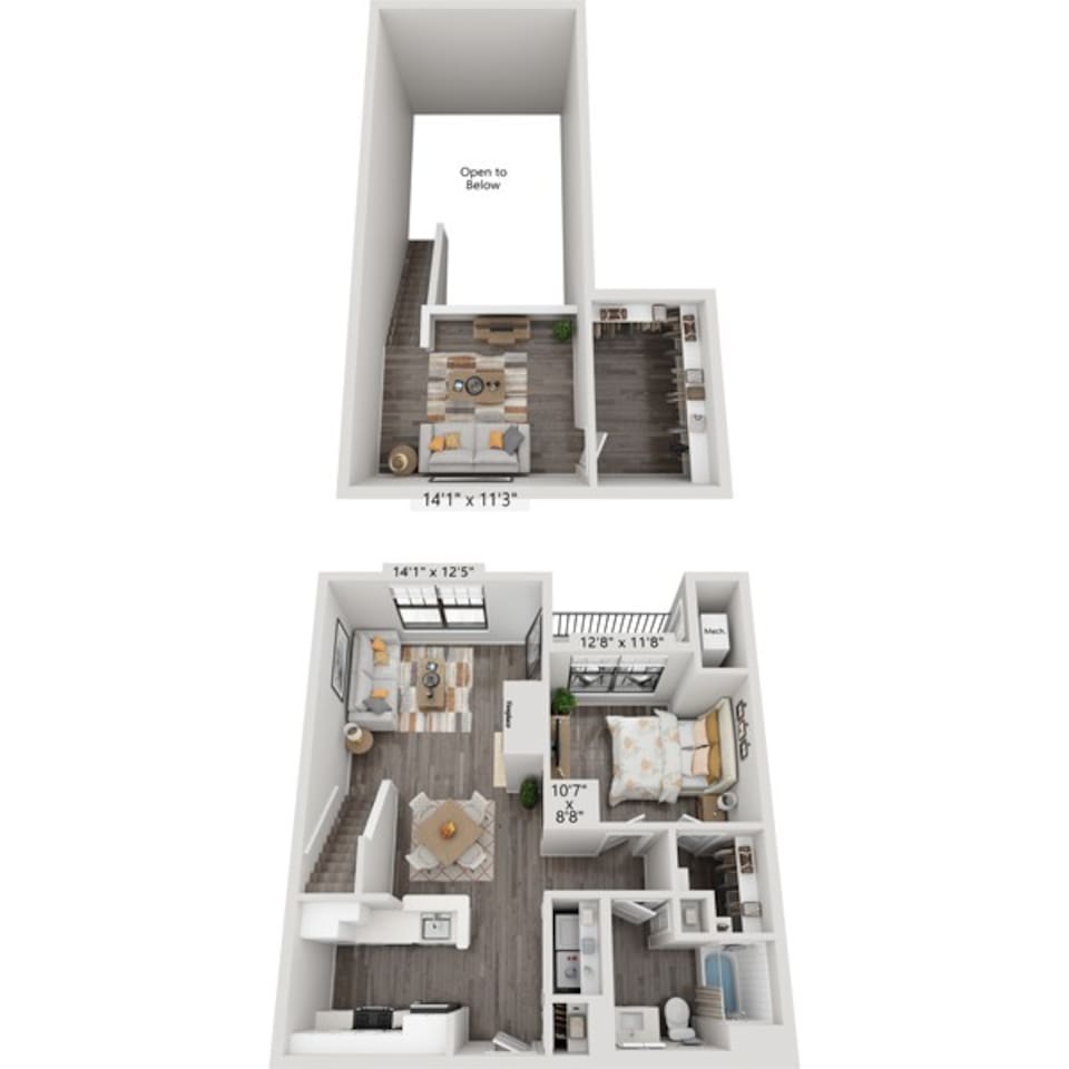 Floorplan diagram for One Bedroom A1G2L, showing 1 bedroom