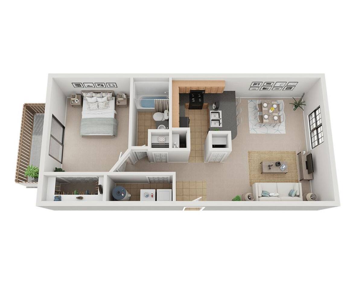 Floorplan diagram for Plan A1E, showing 1 bedroom