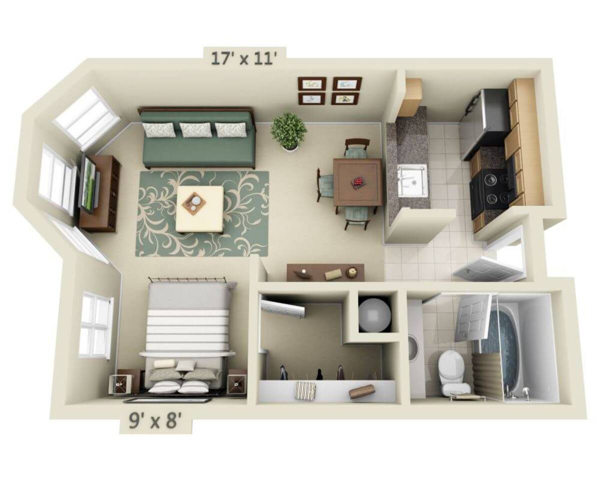 Floorplan diagram for Ellis (E1A), showing Studio