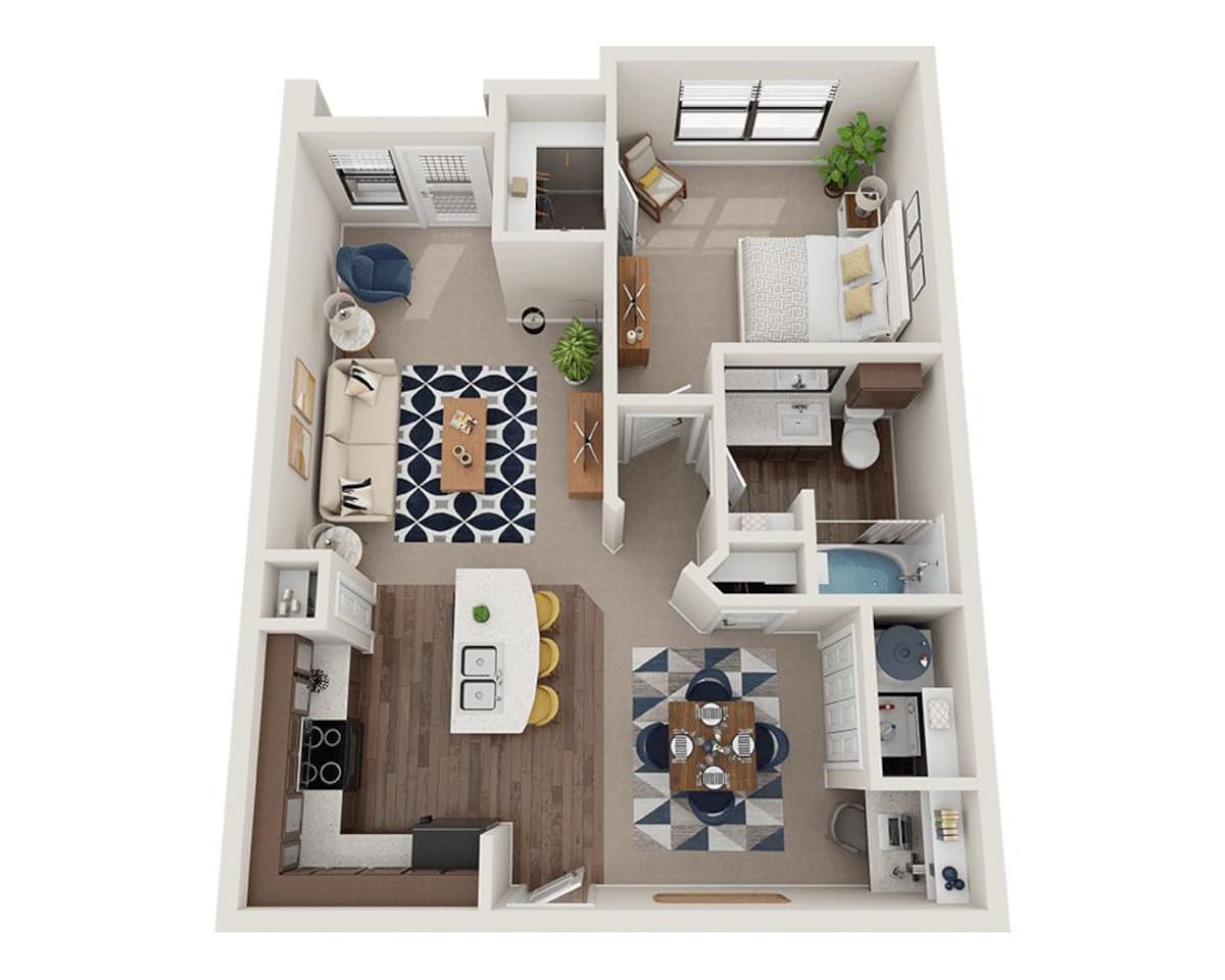 Floorplan diagram for A1F, showing 1 bedroom