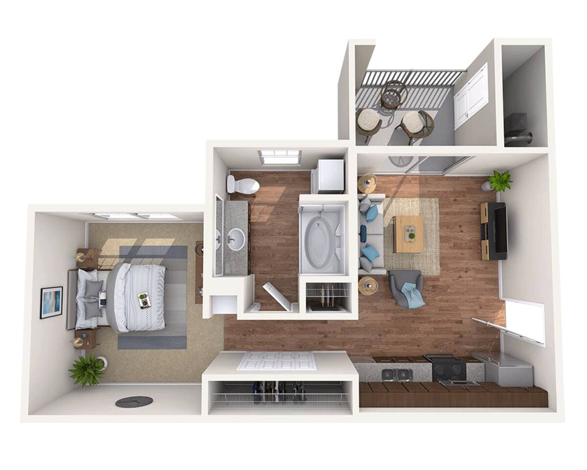 Floorplan diagram for Studio E1A, showing Studio