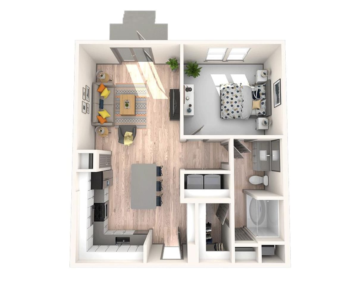 Floorplan diagram for One Bedroom A1C, showing 1 bedroom