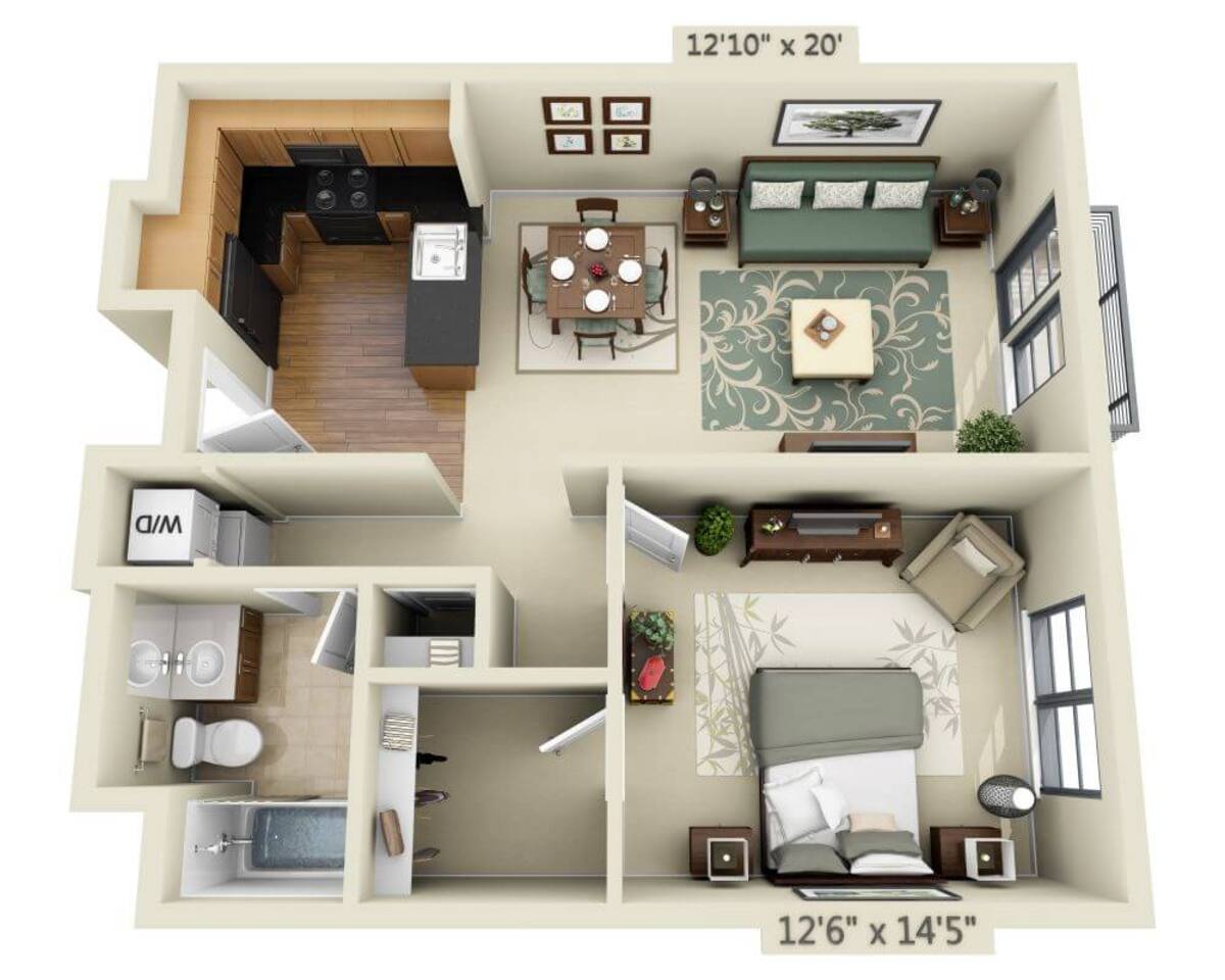 Floorplan diagram for Alta Plaza A1C, showing 1 bedroom
