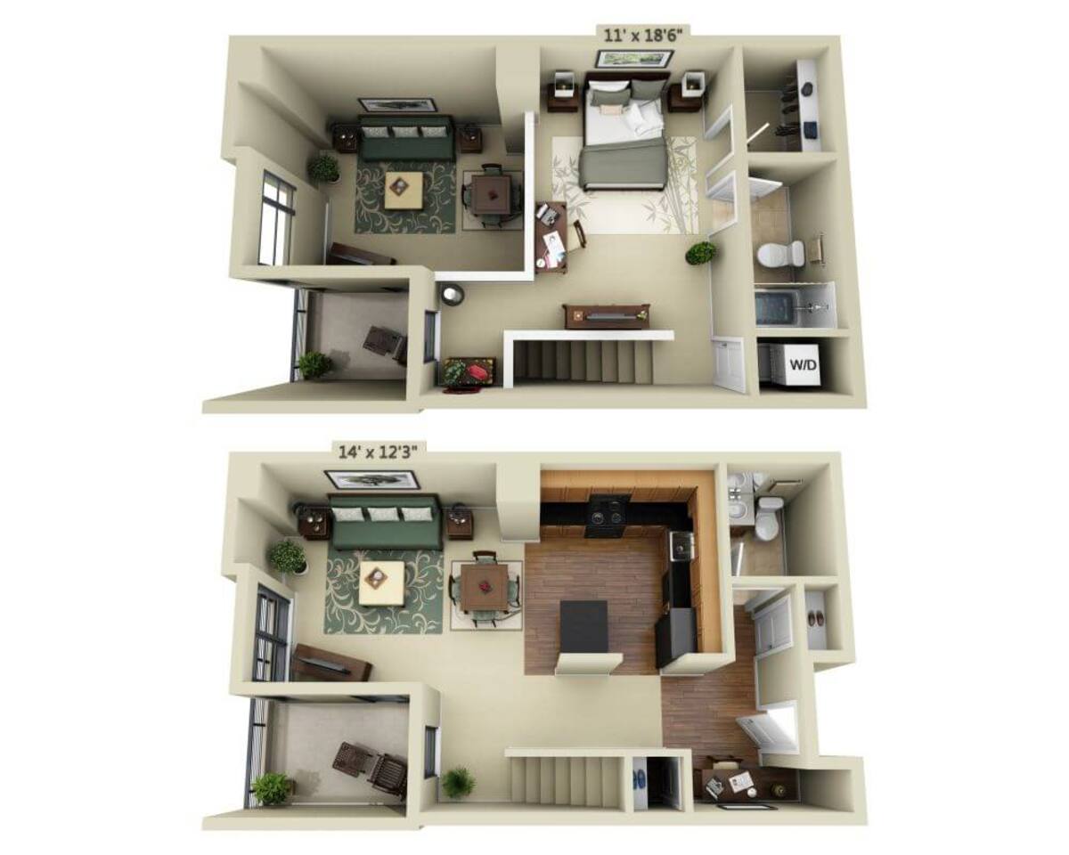 Floorplan diagram for Duboce A1.5B Loft, showing 1 bedroom