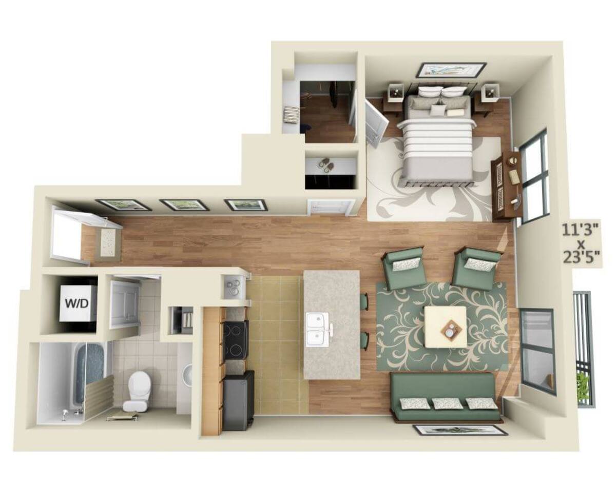 Floorplan diagram for STUDIO TOWER (E1D), showing Studio