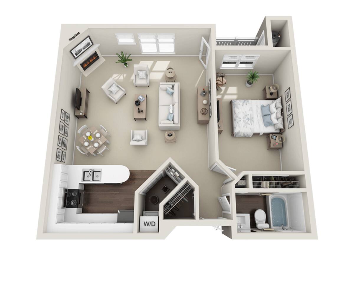 Floorplan diagram for Spruce, showing 1 bedroom