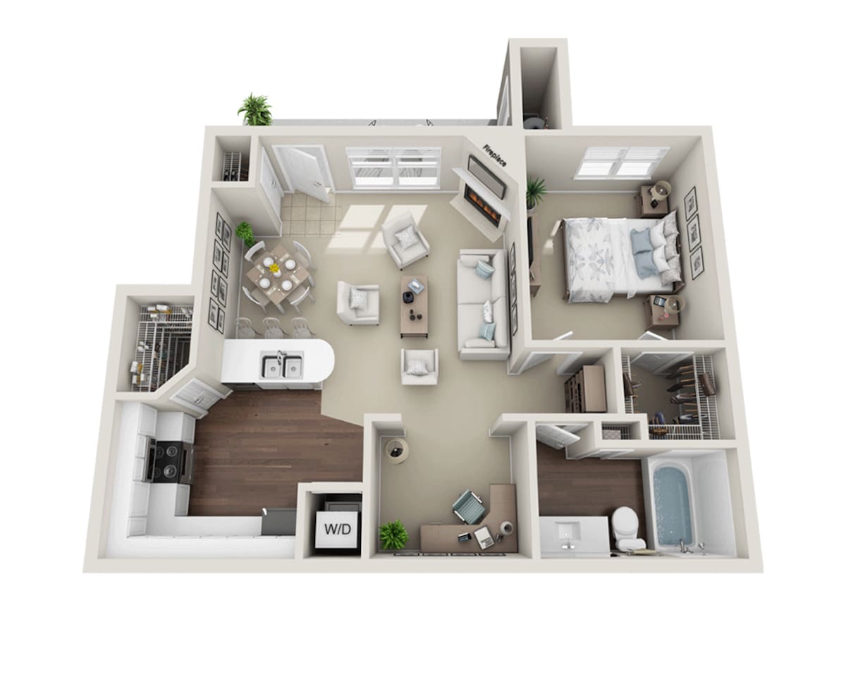 Floorplan diagram for Redwood, showing 1 bedroom