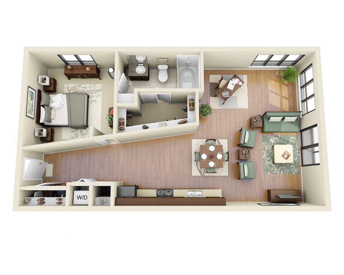 Floorplan diagram for Miramar (A1D), showing 1 bedroom
