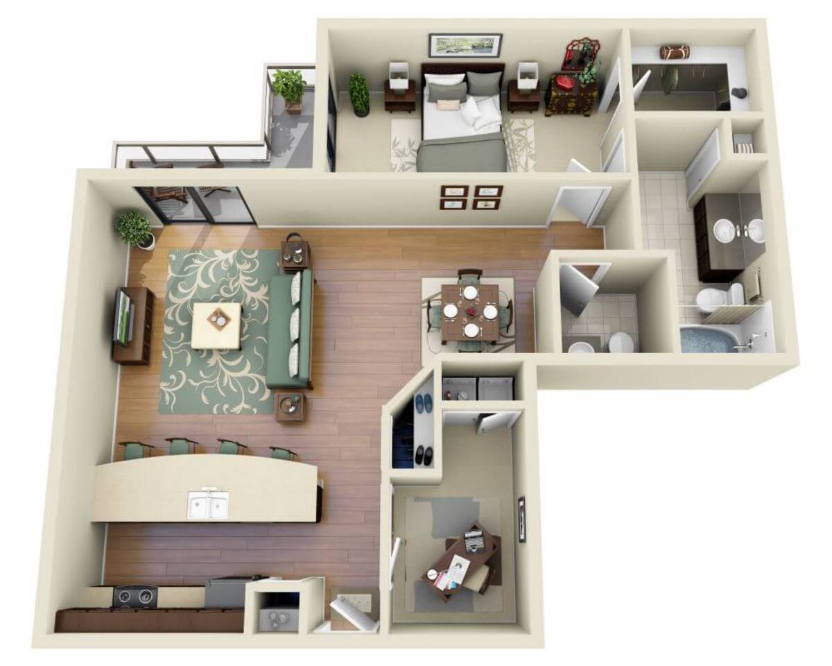 Floorplan diagram for Valencia (A1.5A), showing 1 bedroom
