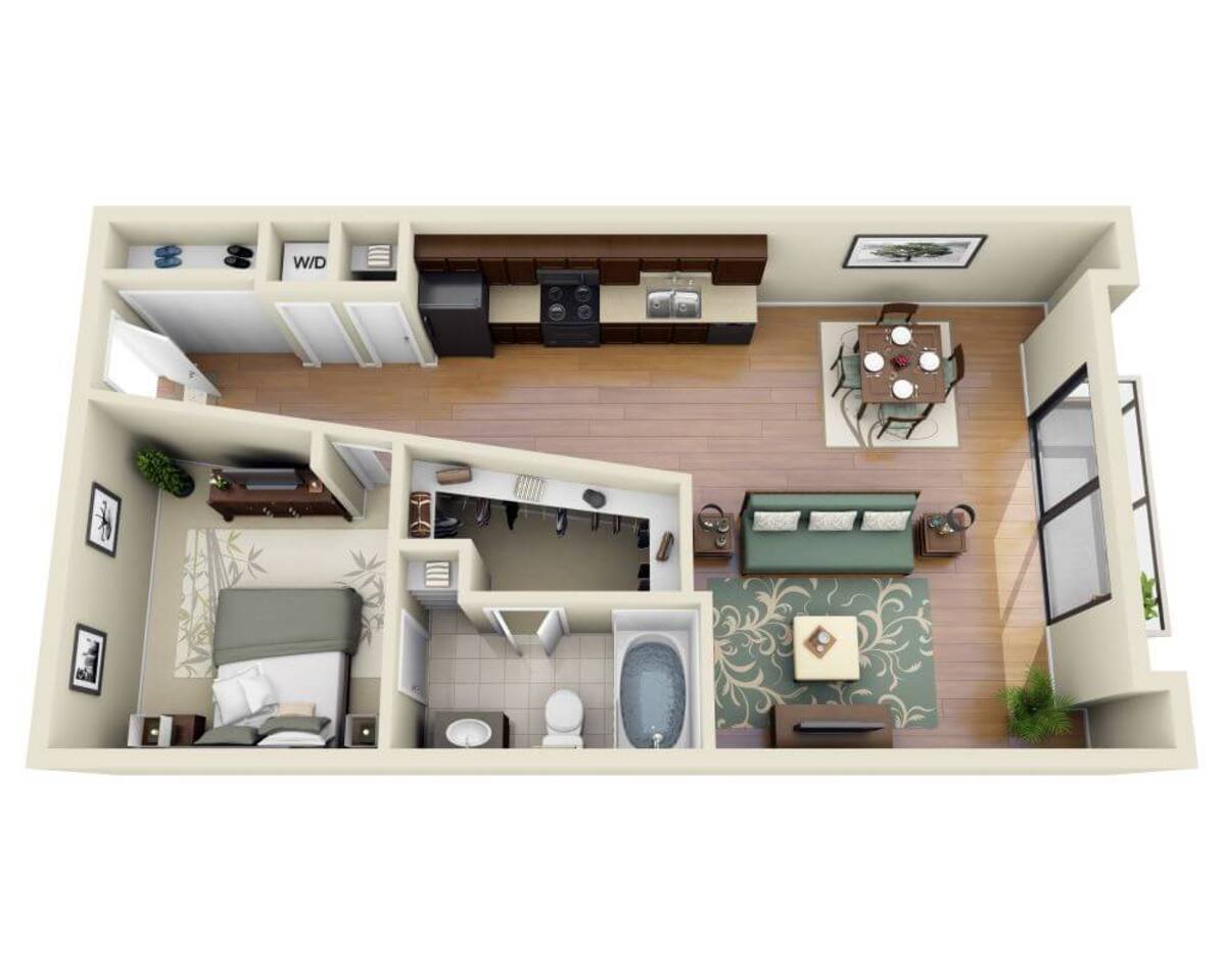 Floorplan diagram for Windsor (A1B), showing 1 bedroom