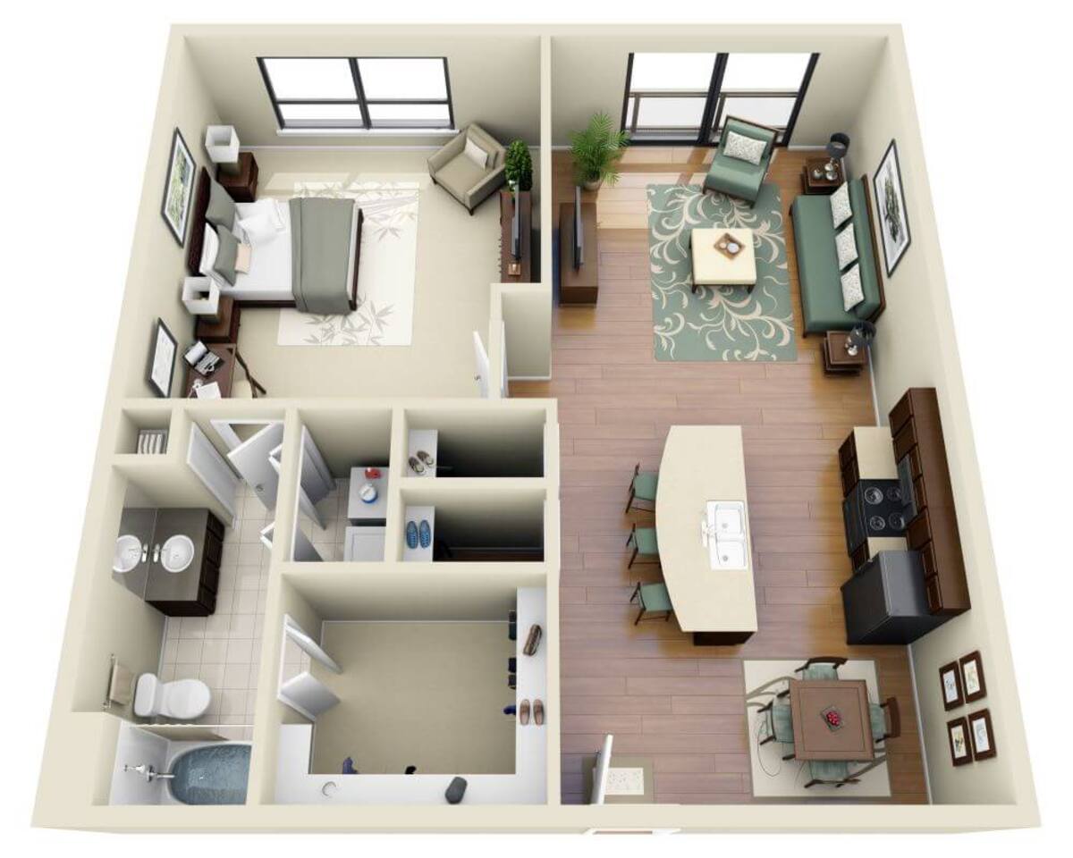Floorplan diagram for Berkely (A1A), showing 1 bedroom