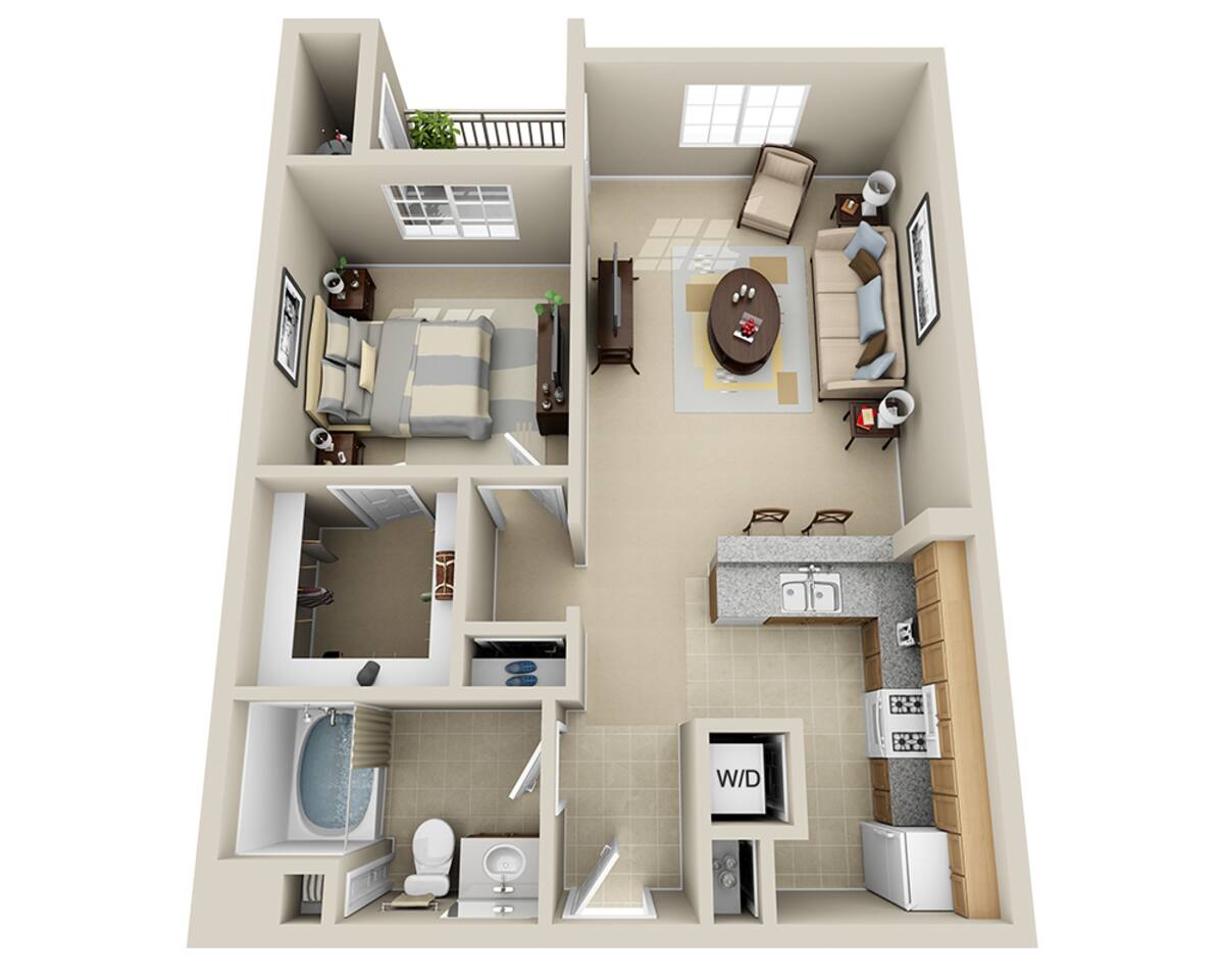 Floorplan diagram for Playa (A1D), showing 1 bedroom