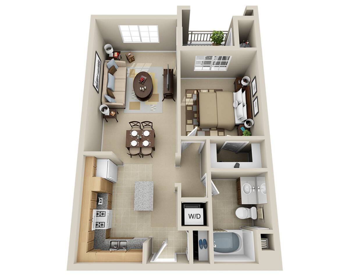 Floorplan diagram for Venice (A1B), showing 1 bedroom