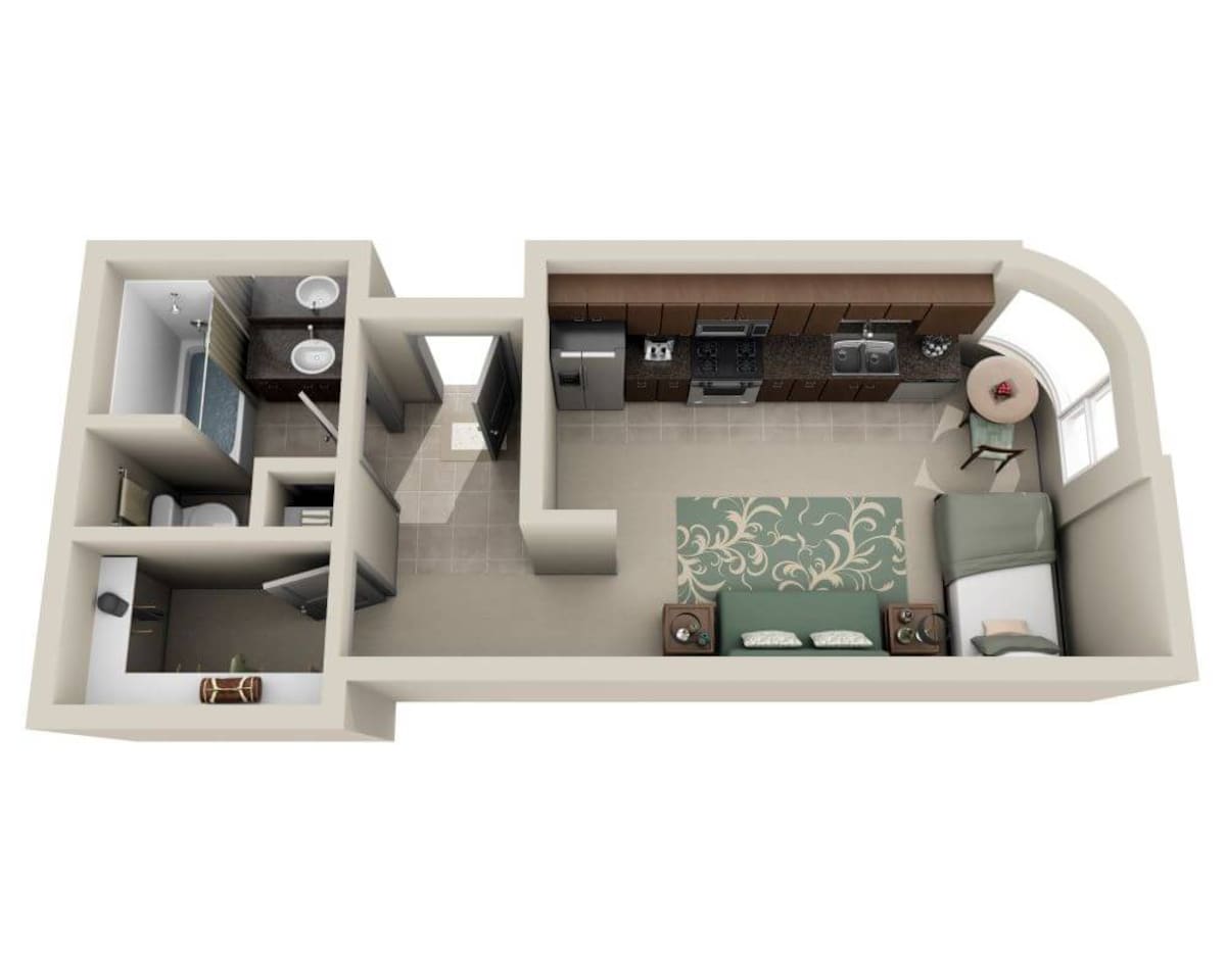 Floorplan diagram for Atlantis (E1), showing Studio