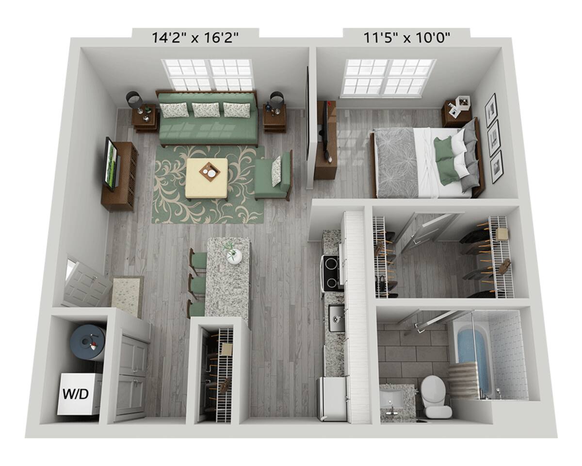 Floorplan diagram for Logan, showing Studio