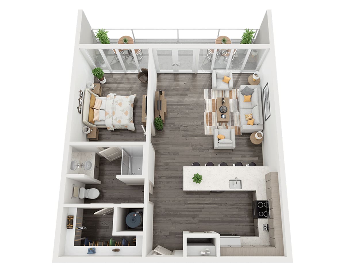 Floorplan diagram for One Bedroom A1H, showing 1 bedroom