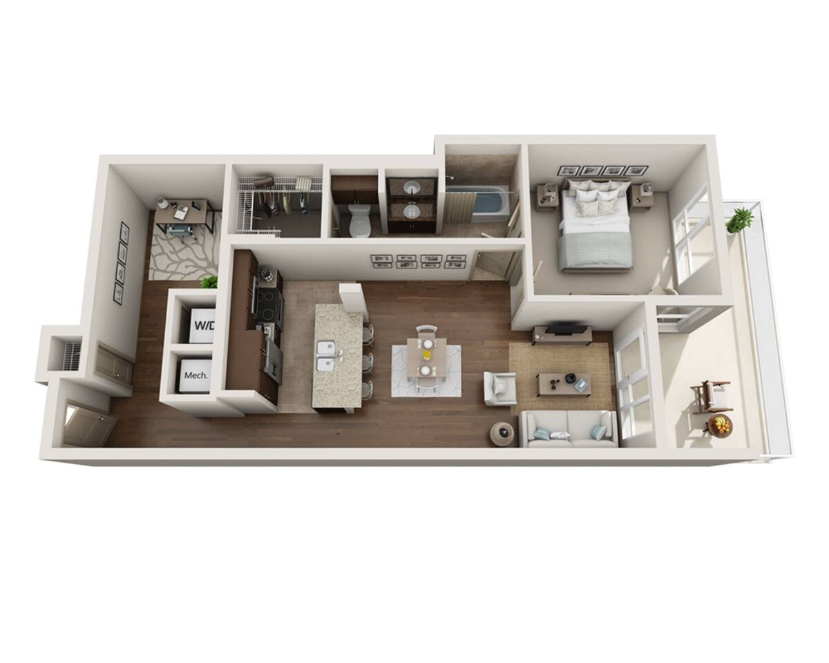 Floorplan diagram for Plan H (A1AD), showing 1 bedroom