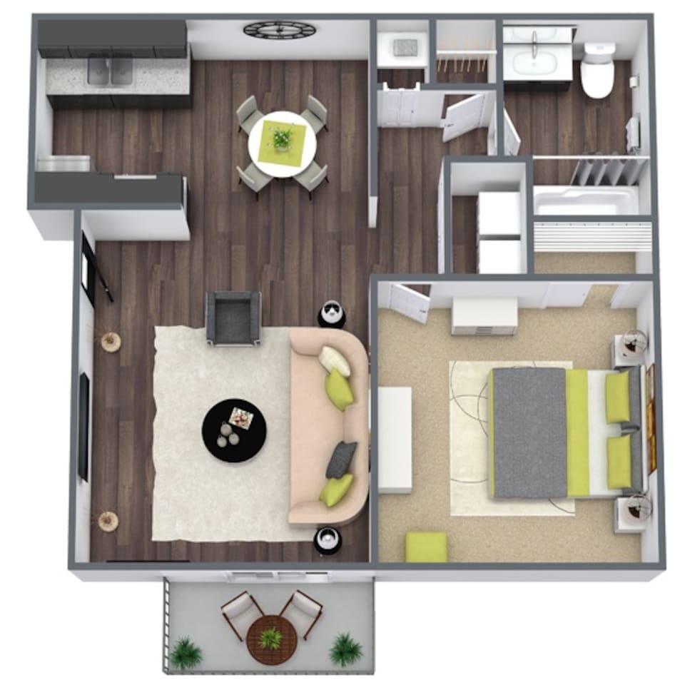 Floorplan diagram for Addison (A1), showing 1 bedroom