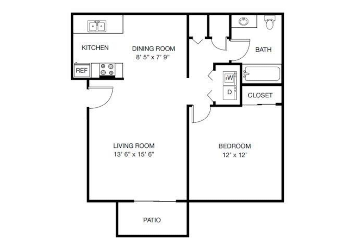 Floorplan diagram for Addison (A1), showing 1 bedroom