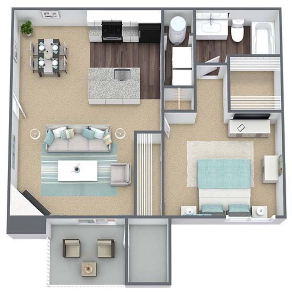 Floorplan diagram for Albemarle, showing 1 bedroom